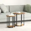 vidaXL Table dappoint - Bois vieilli - Ronde - 50 cm - Montage facile