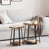 vidaXL Ensemble de tables d'appoint 2 pcs Chêne fumé et noir