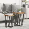 vidaXL Table D'appoint Vidaxl 2 Pcs Chêne Fumé En Bois Et Métal