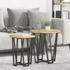 vidaXL Table d appoint 2 pièces en chêne fait main bois reconstitué et métal