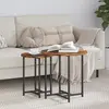 vidaXL Table dappoint - Chêne fumé - Ronde - Bois massif - Montage facile