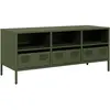 vidaXL Meuble TV vert olive 135x39x43,5 cm acier laminé à froid