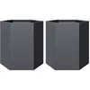 vidaXL Jardinières 2 pcs anthracite hexagone 46x40x45 cm acier