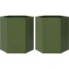 vidaXL Jardinières 2 pcs vert olive hexagone 46x40x45 cm acier
