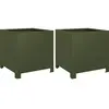 vidaXL Vidaxl Jardinières 2 Pcs Vert Olive 40x40x40 Cm Acier