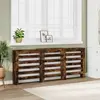 vidaXL Cache-radiateur chêne fumé 205x21,5x83,5 cm bois d'ingénierie
