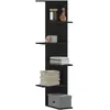 vidaXL Étagère d'angle murale noir 36,5x36,5x140 cm bois d'ingénierie