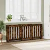 vidaXL Cache-radiateur chêne fumé 205x21,5x83,5 cm bois d'ingénierie