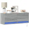 vidaXL Meuble TV mural avec lumières LED sonoma gris 100x31x35 cm