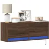 vidaXL Meuble TV mural avec lumières LED chêne marron 100x31x35 cm