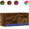 vidaXL Meuble TV mural avec lumières LED chêne fumé 100x31x35 cm