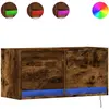 vidaXL Meuble TV mural avec lumières LED chêne fumé 80x31x35 cm