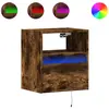 vidaXL Meuble TV mural avec lumières LED chêne fumé 100x31x45 cm