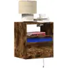 vidaXL Meuble TV mural avec lumières LED chêne fumé 41x31x45 cm