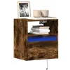 vidaXL Meubles TV muraux et lumières LED 2 pcs chêne fumé 41x31x45 cm