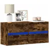 vidaXL Meuble TV mural avec lumières LED chêne fumé 100x31x45 cm