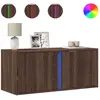 vidaXL Meuble TV mural avec lumières LED chêne marron 80x31x35 cm