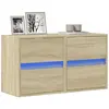vidaXL Meubles TV muraux lumières LED 2 pcs chêne sonoma 41x31x45 cm