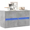 vidaXL Meuble TV mural avec lumières LED gris béton 80x31x45 cm