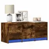 vidaXL Meuble TV avec LED chêne fumé 97x34x40 cm bois d'ingénierie
