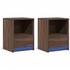 vidaXL Armoires de chevet et lumières LED 2 pcs chêne marron