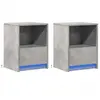 vidaXL Armoires de chevet et lumières LED 2 pcs gris béton