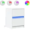 vidaXL Armoires de chevet et lumières LED 2pcs blanc bois d'ingénierie