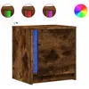 vidaXL Armoires de chevet et lumières LED 2 pcs chêne fumé
