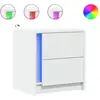 vidaXL Armoire de chevet avec lumières LED blanc bois d'ingénierie