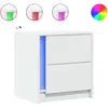vidaXL Armoires de chevet et lumières LED 2pcs blanc bois d'ingénierie