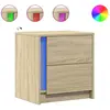 vidaXL Armoires de chevet et lumières LED 2 pcs chêne sonoma