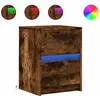 vidaXL Armoires de chevet et lumières LED 2 pcs chêne fumé