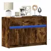 vidaXL Meuble TV avec LED chêne fumé 91x34x61 cm bois d'ingénierie