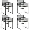 vidaXL Chaises de jardin lot de 4 avec coussins noir résine tressée