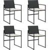 vidaXL Chaises de jardin lot de 4 avec coussins noir résine tressée