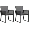vidaXL Chaises de jardin lot de 4 avec coussins noir résine tressée