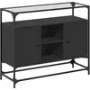 vidaXL Buffet avec dessus en verre noir 98x35x81 cm bois d'ingénierie