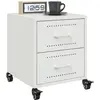 vidaXL Vidaxl Tables De Chevet 2 Pcs Blanc 36x39x43,5 Cm Acier