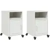 vidaXL Tables de chevet 2 pcs blanc 36x39x59 cm acier