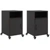 vidaXL Tables de chevet 2 pcs noir 36x39x59 cm acier