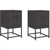 vidaXL Tables de chevet 2 pcs noir 36x39x60,5 cm acier