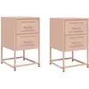 vidaXL Tables de chevet 2 pcs rose 36x39x60,5 cm acier