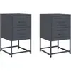 vidaXL Tables de chevet 2 pcs anthracite 36x39x60,5 cm acier