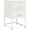 vidaXL Tables de chevet 2 pcs blanc 36x39x60,5 cm acier