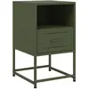 vidaXL Table de chevet vert olive 36x39x60,5 cm acier