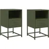 vidaXL Tables de chevet 2 pcs vert olive 36x39x60,5 cm acier