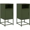 vidaXL Tables de chevet 2 pcs vert olive 36x39x78 cm acier