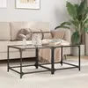vidaXL Tables basses avec dessus en verre transparent 2 pcs acier
