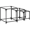 vidaXL Tables basses gigognes 3 pcs dessus en verre transparent acier