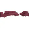 vidaXL Ensemble de canapés 4 pcs avec repose-pied rouge bordeaux tissu